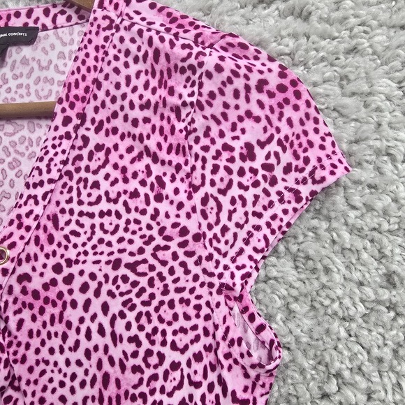 INC International Concepts Top Womens S Pink Animal Print Lace-Up Party Clubwear - Picture 4 of 12